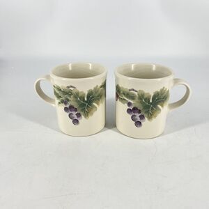 Set of 2 Pfaltzgraff Jamberry Coffee Mugs White Berry Graphic Pat Farrell USA
